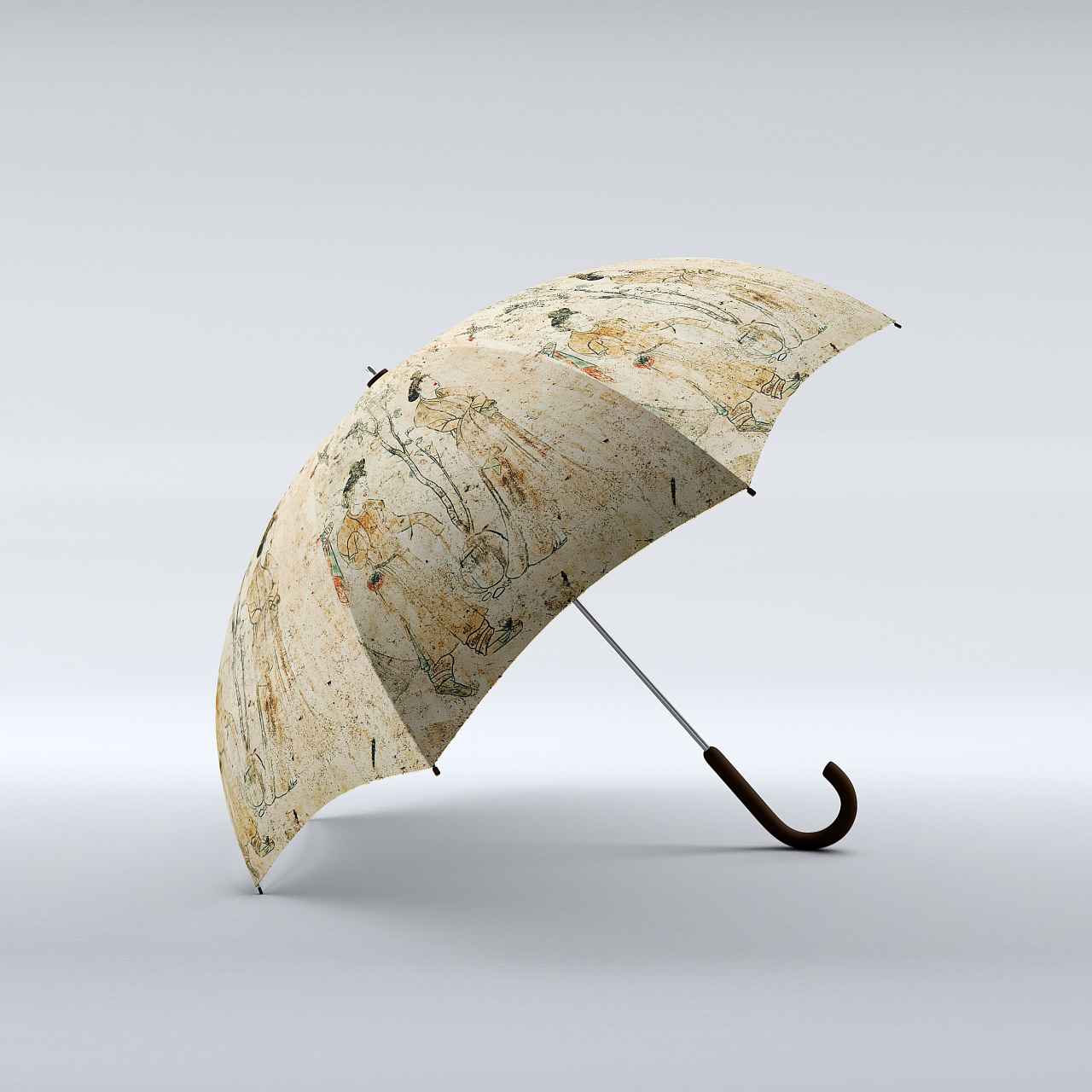 陕西历史壁画图观鸟捕蝉图晴雨伞