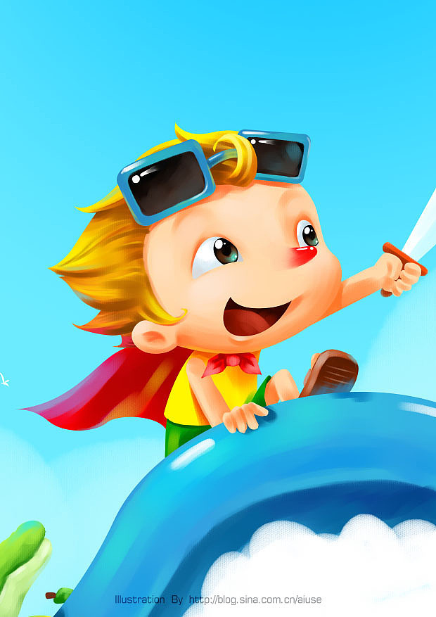 夏日海边-童年的小海盗：绘画步骤（图ZNzA4MDA2MA==） - 商业插画 - 站酷设计师世良插画原创素材 - 站酷ZCOOL