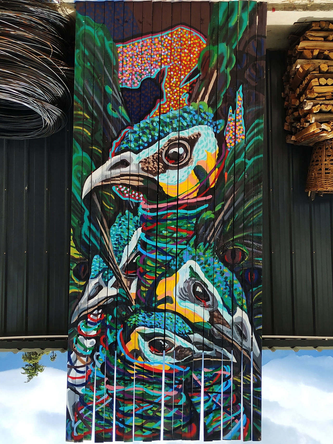 文刀绘汉字壁画绿孔雀《无雀–无翎》（图ZMTYyMTgxMTY0） - 新锐潮流插画 - 站酷设计师文刀绘公共艺术原创素材 - 站酷ZCOOL