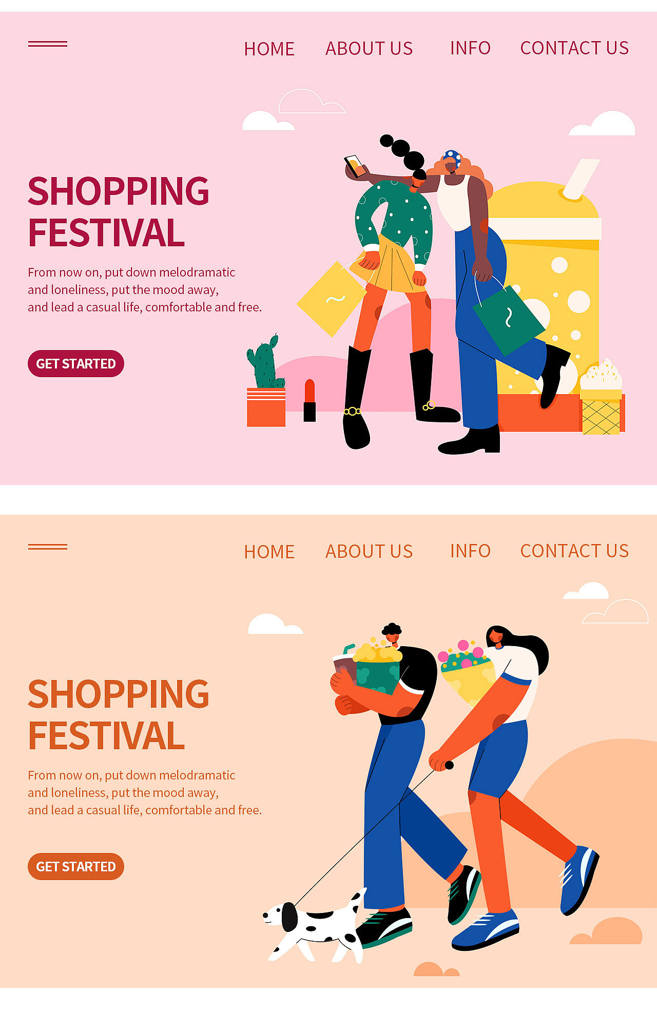 扁平人物情绪插画（图ZMjU2MTk1Mjg0） - 商业插画 - 站酷设计师画画的易小七原创素材 - 站酷ZCOOL