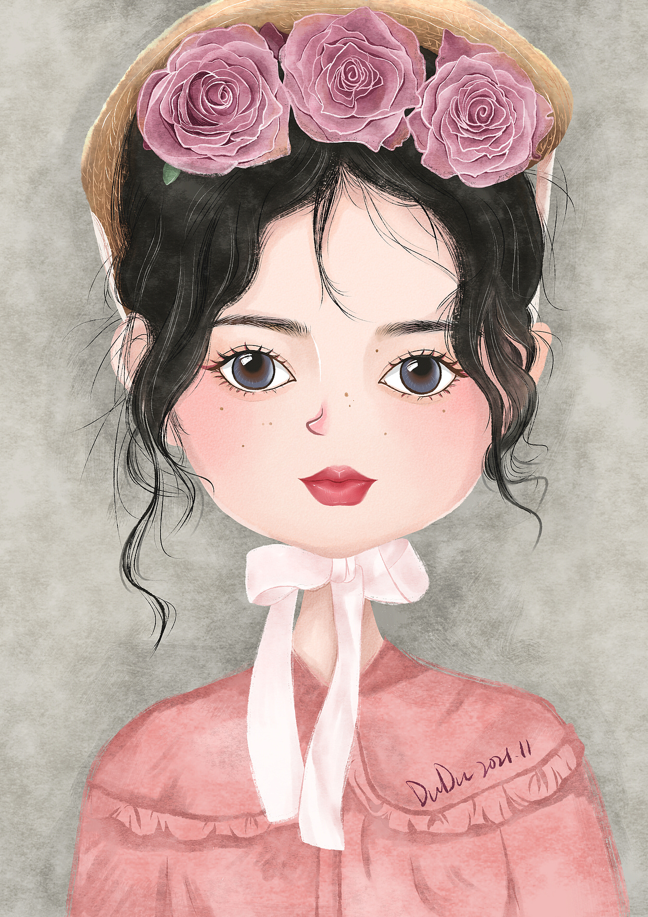 手绘女孩人像
