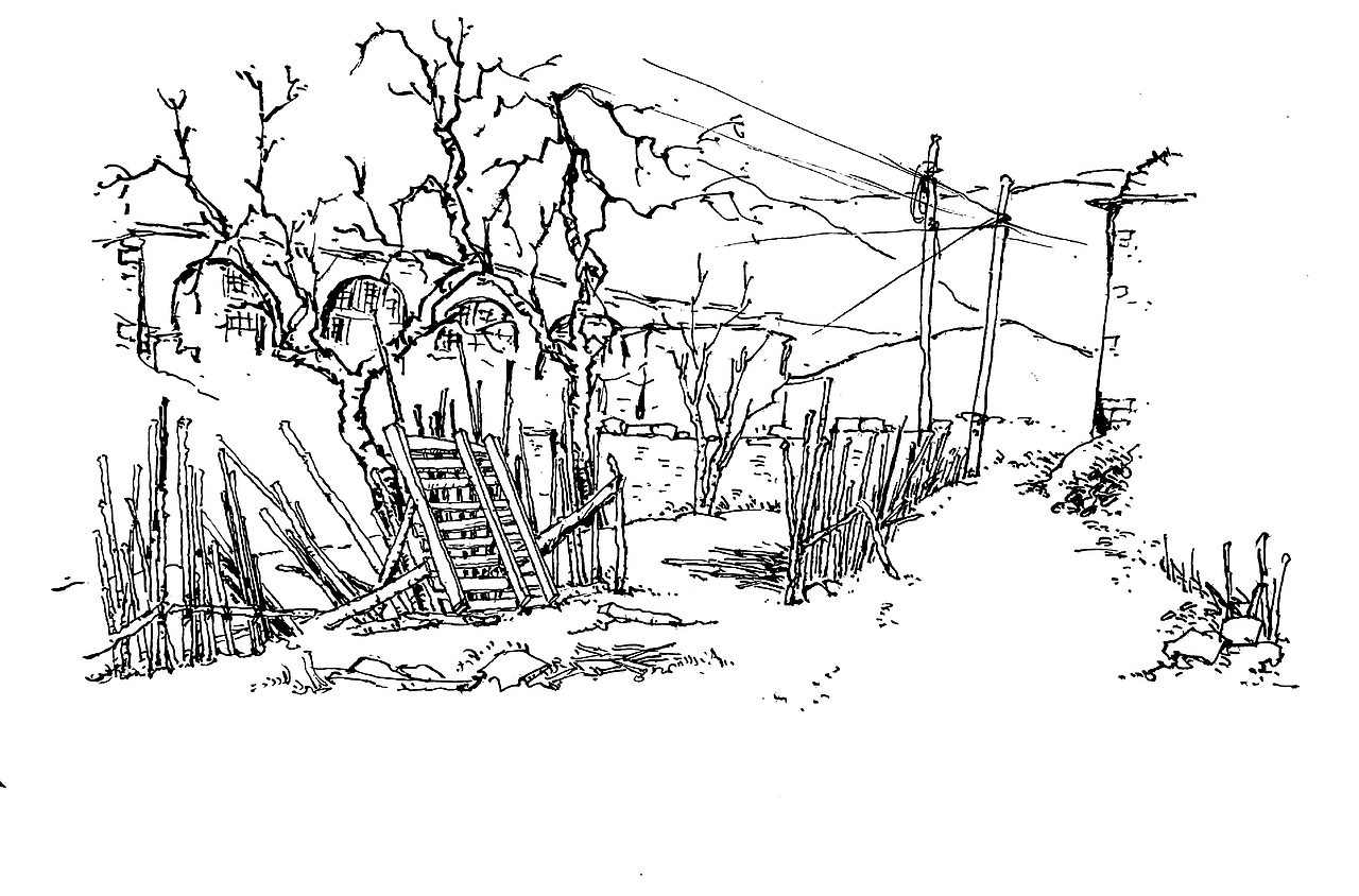 黄土高原风景——窑洞速写