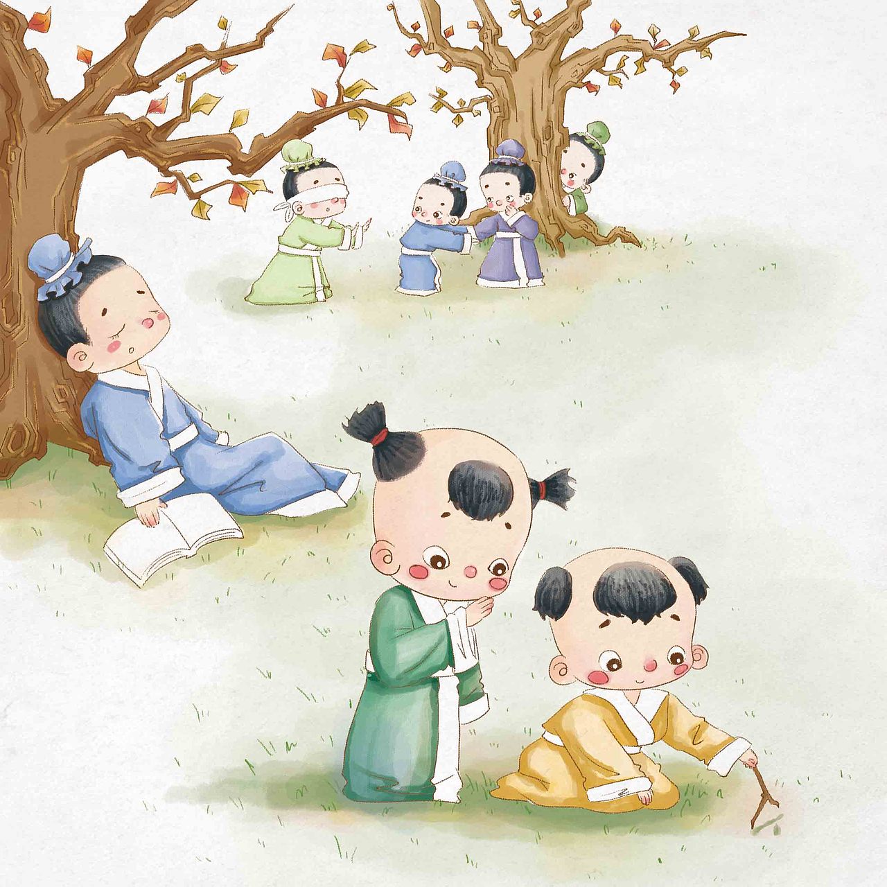 孔融让梨（图ZMzQ5MzE4ODQ=） - 儿童插画 - 站酷设计师陈楠MUtouNAN原创素材 - 站酷ZCOOL