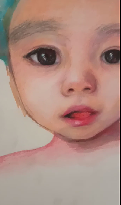 彩铅画《小孩》