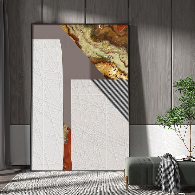 原创设计几何抽象装饰画客厅玄关挂画推荐