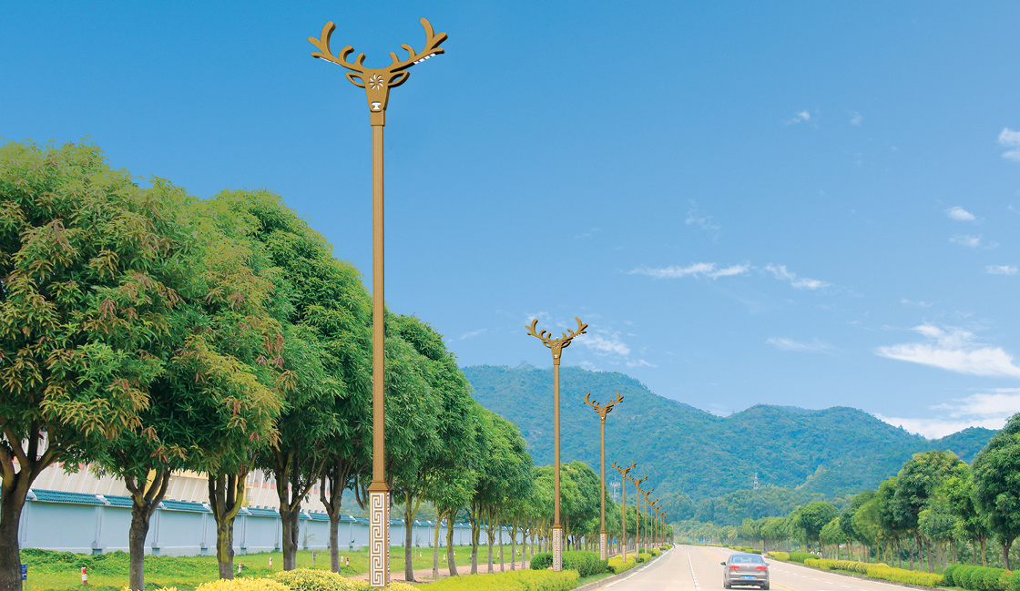苹果元素的路灯_鹿元素路灯_鹿文化景观灯专利_龙舟灯