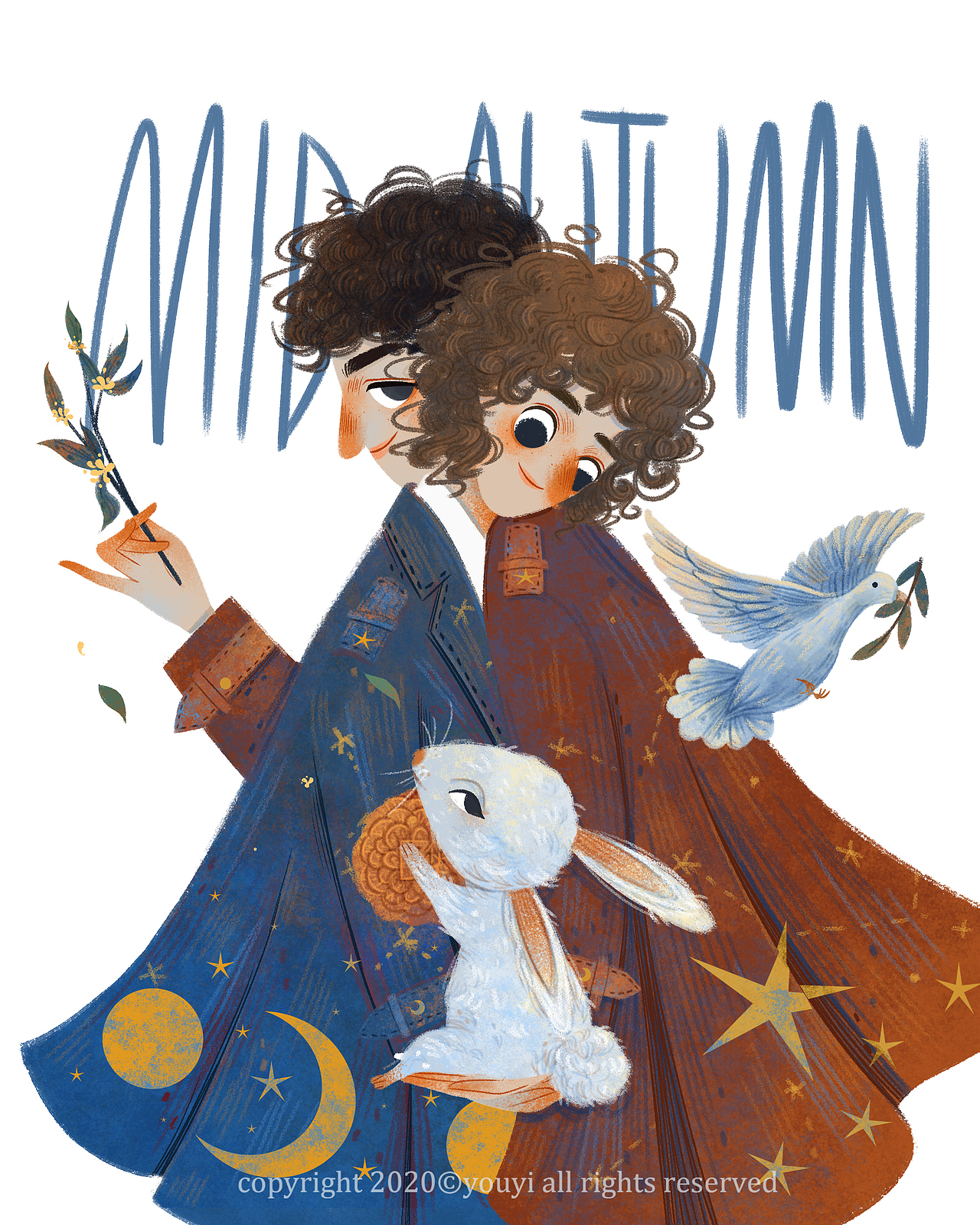 当中秋遇上国庆（图ZMjI2NDY2ODEy） - 儿童插画 - 站酷设计师笑里风月原创素材 - 站酷ZCOOL