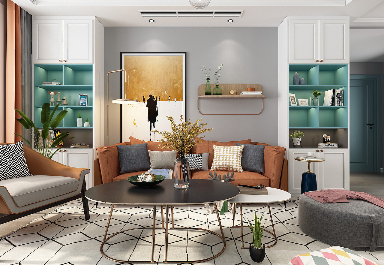 混搭風(fēng)格客餐廳（圖ZMjMyNDM4NDEy） - 家裝設(shè)計(jì) - 站酷設(shè)計(jì)師13225818589林瀟原創(chuàng)素材 - 站酷ZCOOL