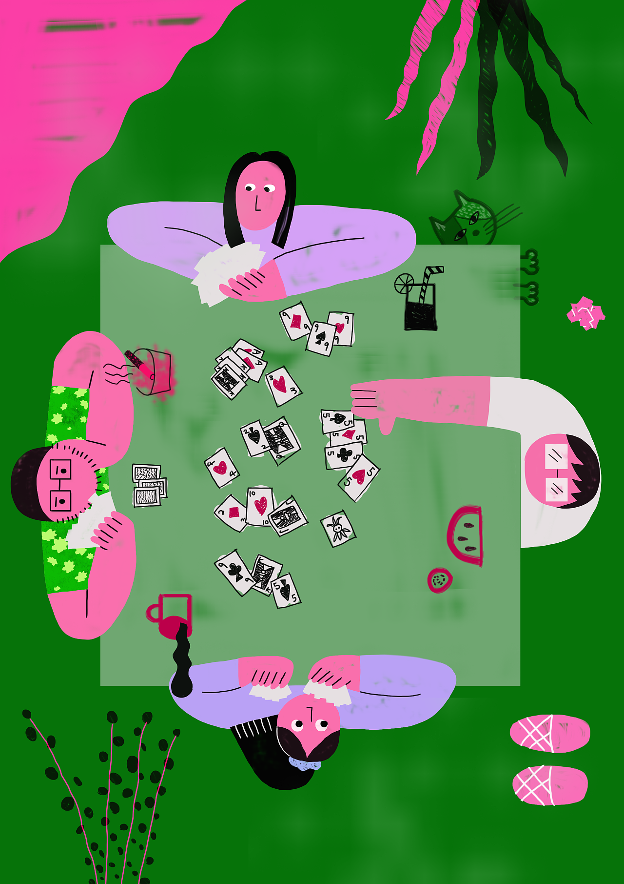 打牌|插画|创作习作|大粘 - 原创作品 - 站酷 (zcool)