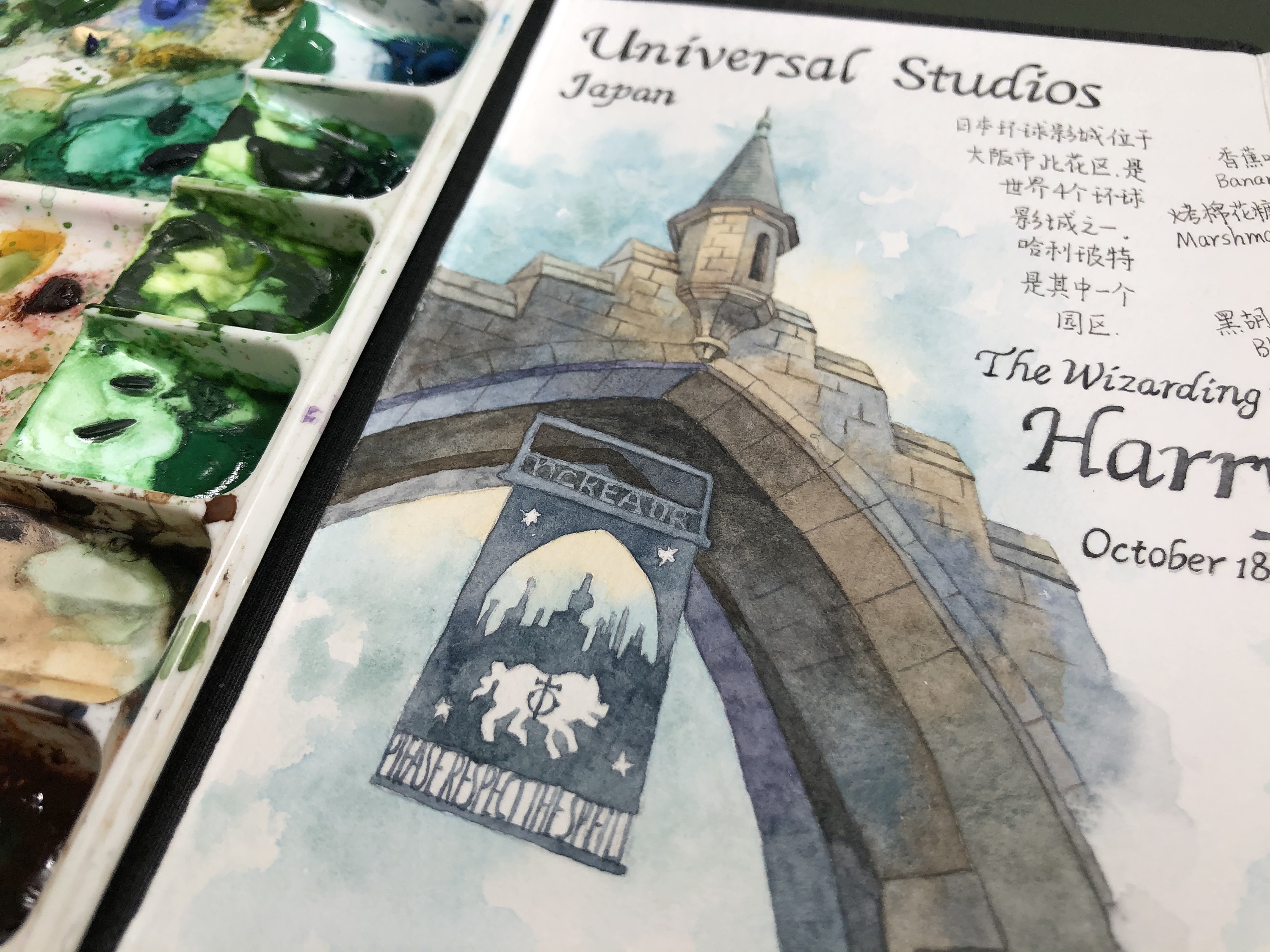 【水彩】旅行手帐-环球影城哈利波特篇