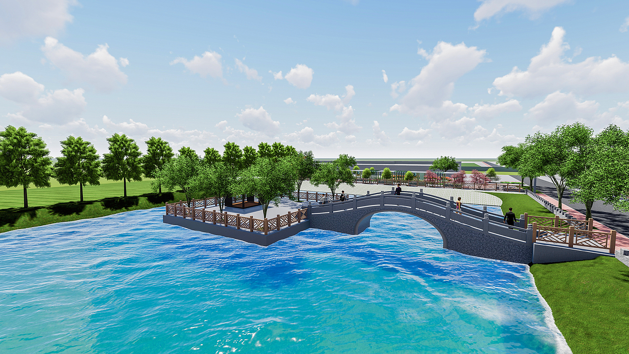 村内生态塘景观及周边