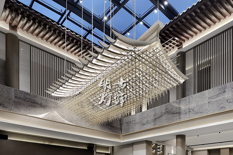 榫卯结构屋顶吊灯 灯具定制体会东方美学的魅力（图ZMzA1NjAzNDA0） - 电子产品 - 站酷设计师明古灯饰定制图库原创素材 - 站酷ZCOOL