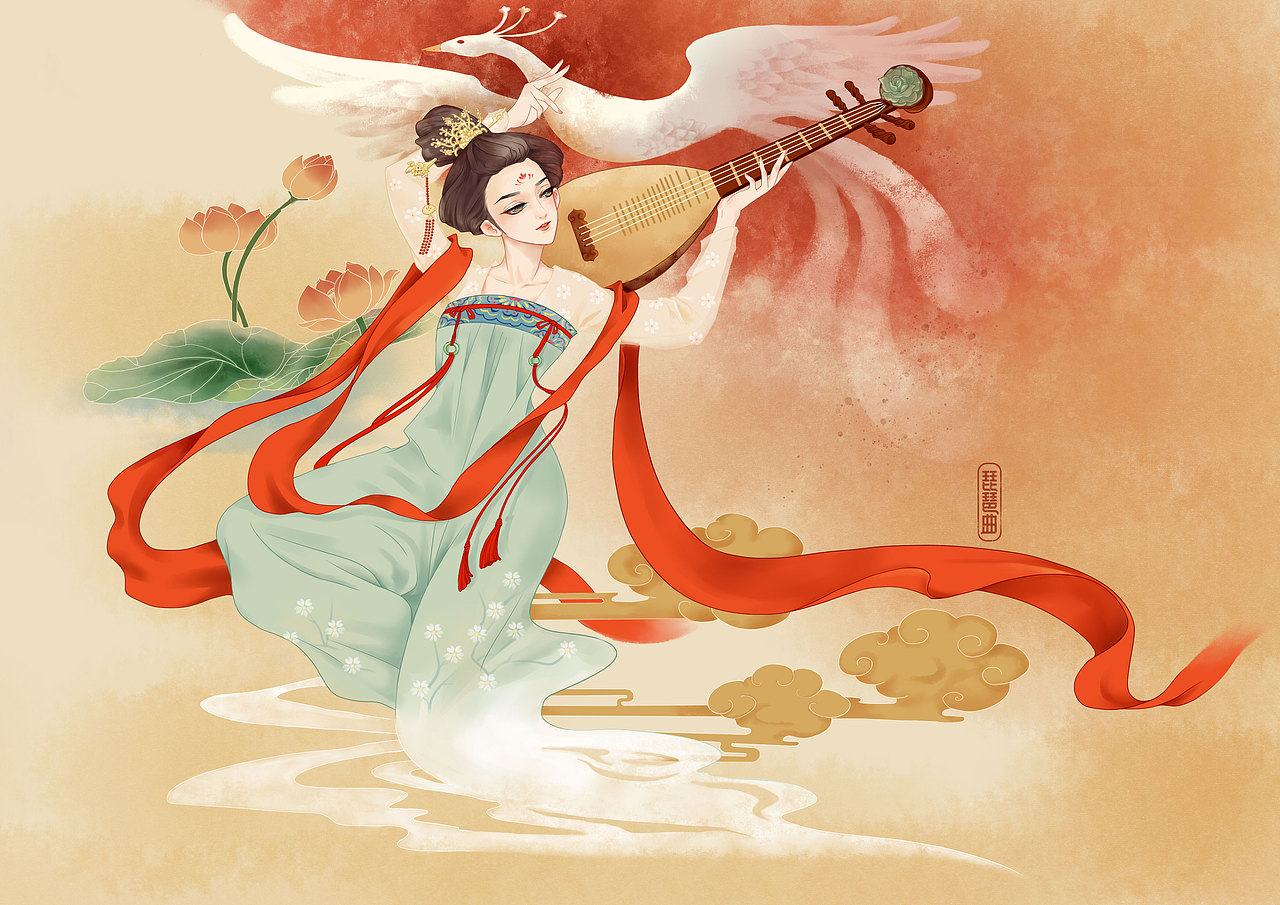 琵琶曲古风人物（图ZMTg0NzU1MDcy） - 创作习作 - 站酷设计师迷途猫本尊原创素材 - 站酷ZCOOL