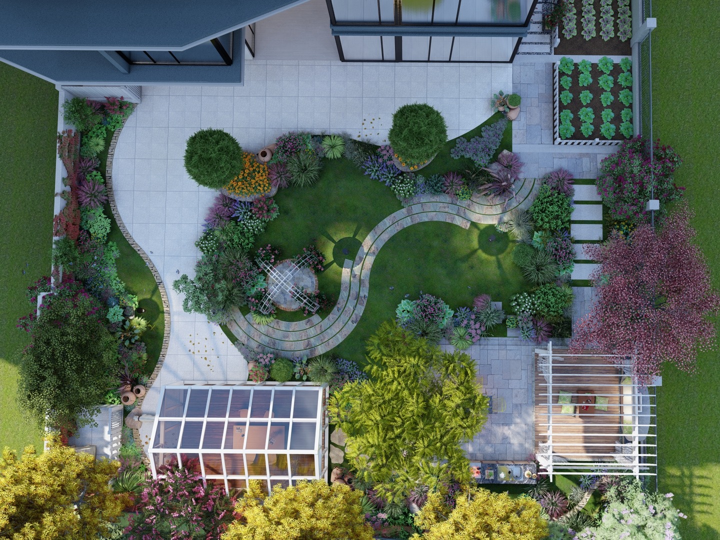 500平米花园设计实景图图片