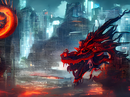 #AI创作实验室#中国龙,芯片,广告牌,赛博朋克