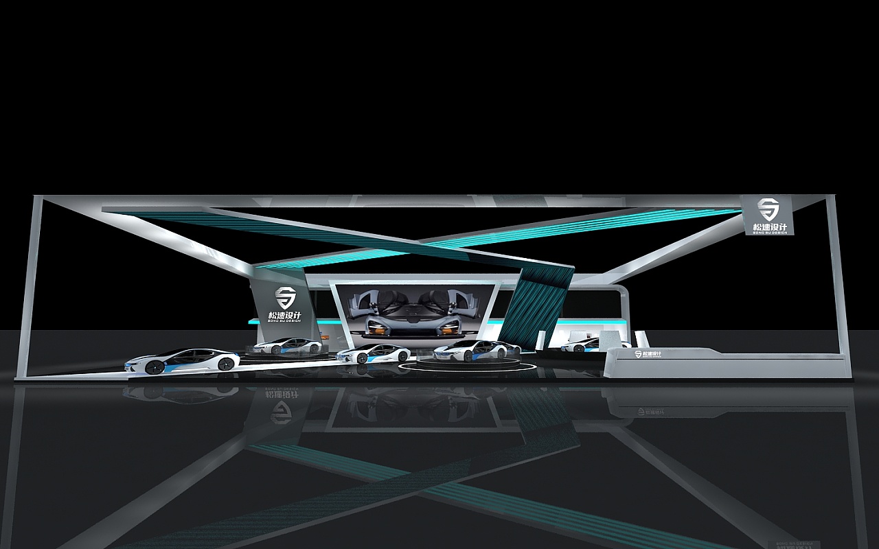 汽车展会展台展位3d效果图设计