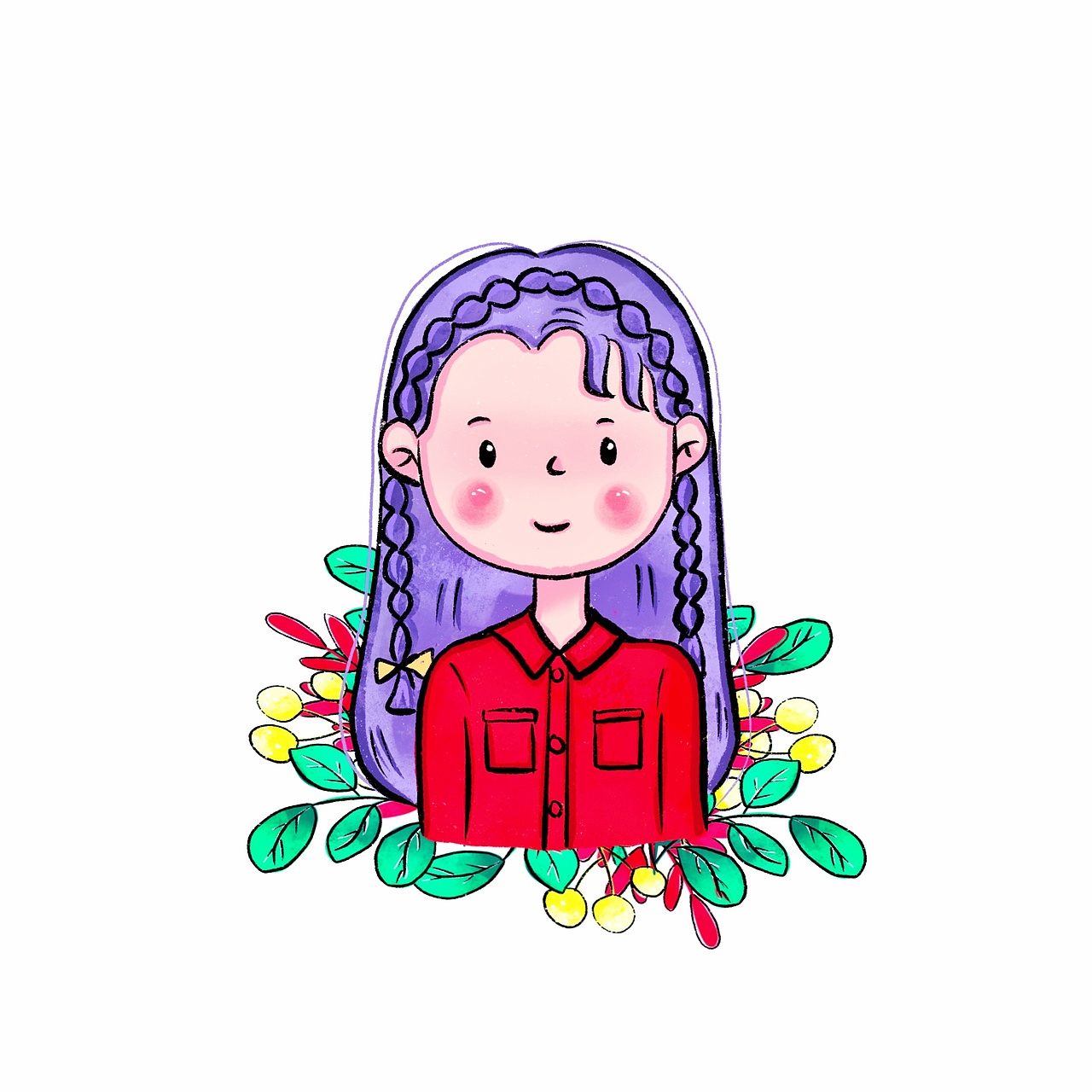 红色衣服紫色头像的可爱女生头像