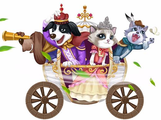 猫狗动物马车插画（个人主页-ZMjkwOTU4ODQ=） - 商业插画 - 站酷设计师插画设计大斌原创素材 - 站酷ZCOOL