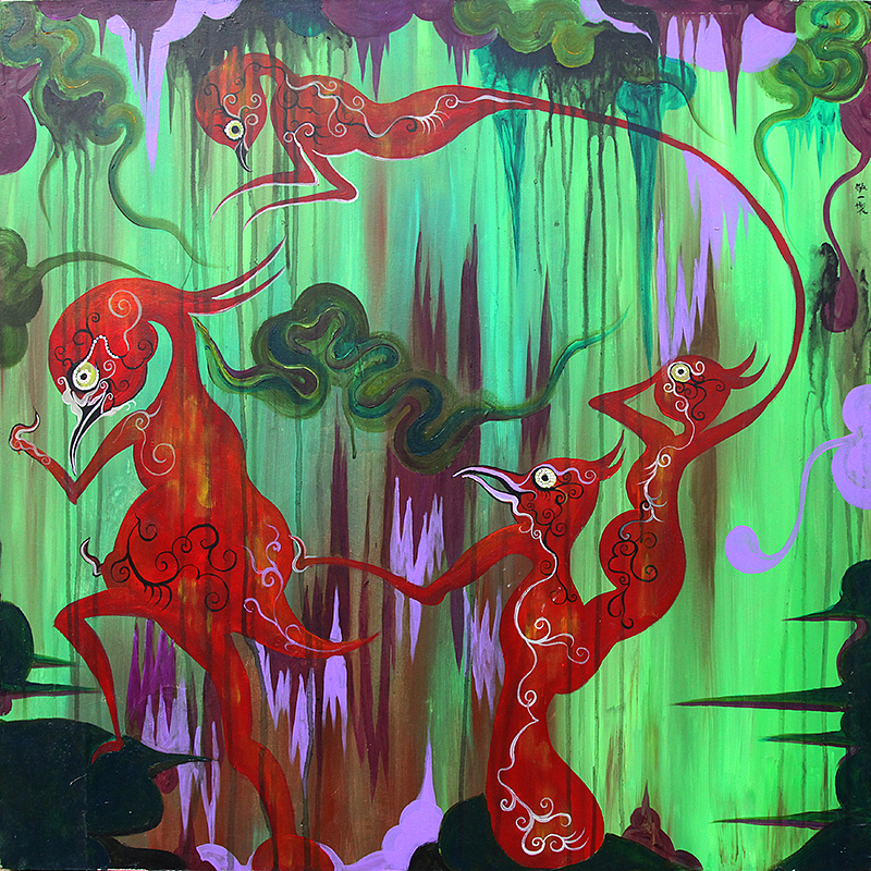 红色家族 80x80cm 布面丙烯