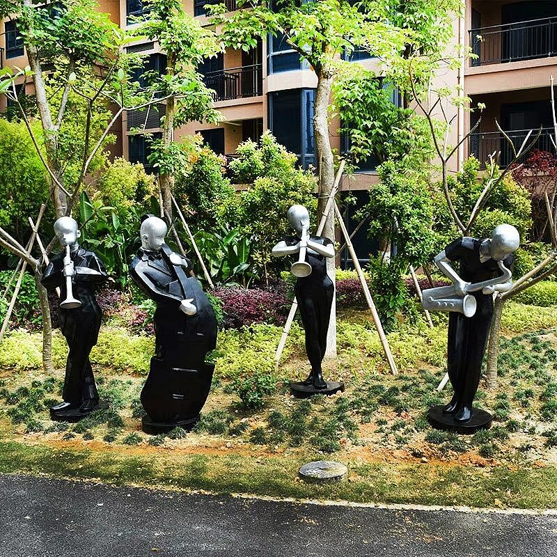 玻璃钢抽象音乐人雕塑  玻璃钢人物雕塑  户外景观摆件