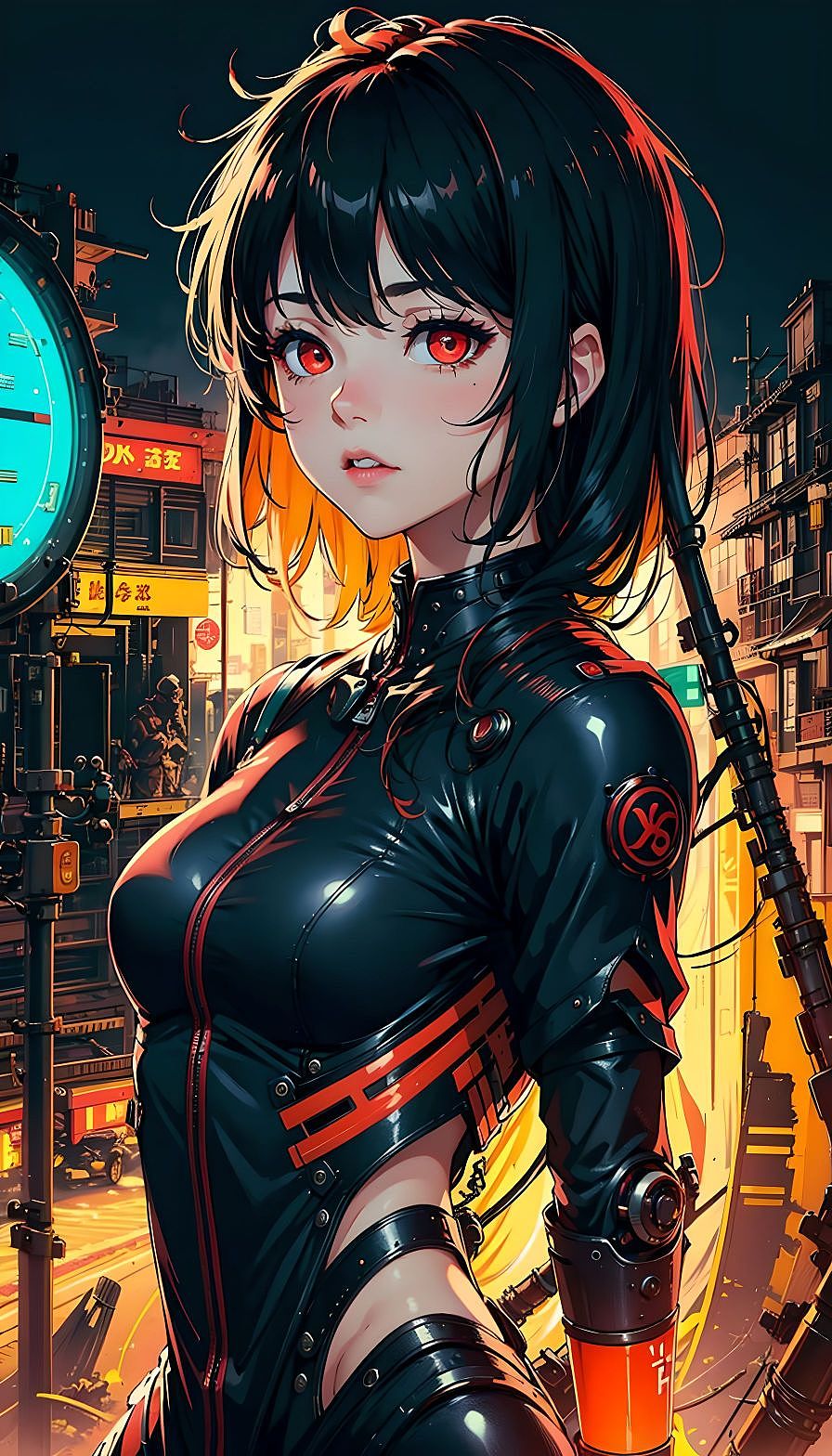 AI绘画|原创|赛博朋克风|美女