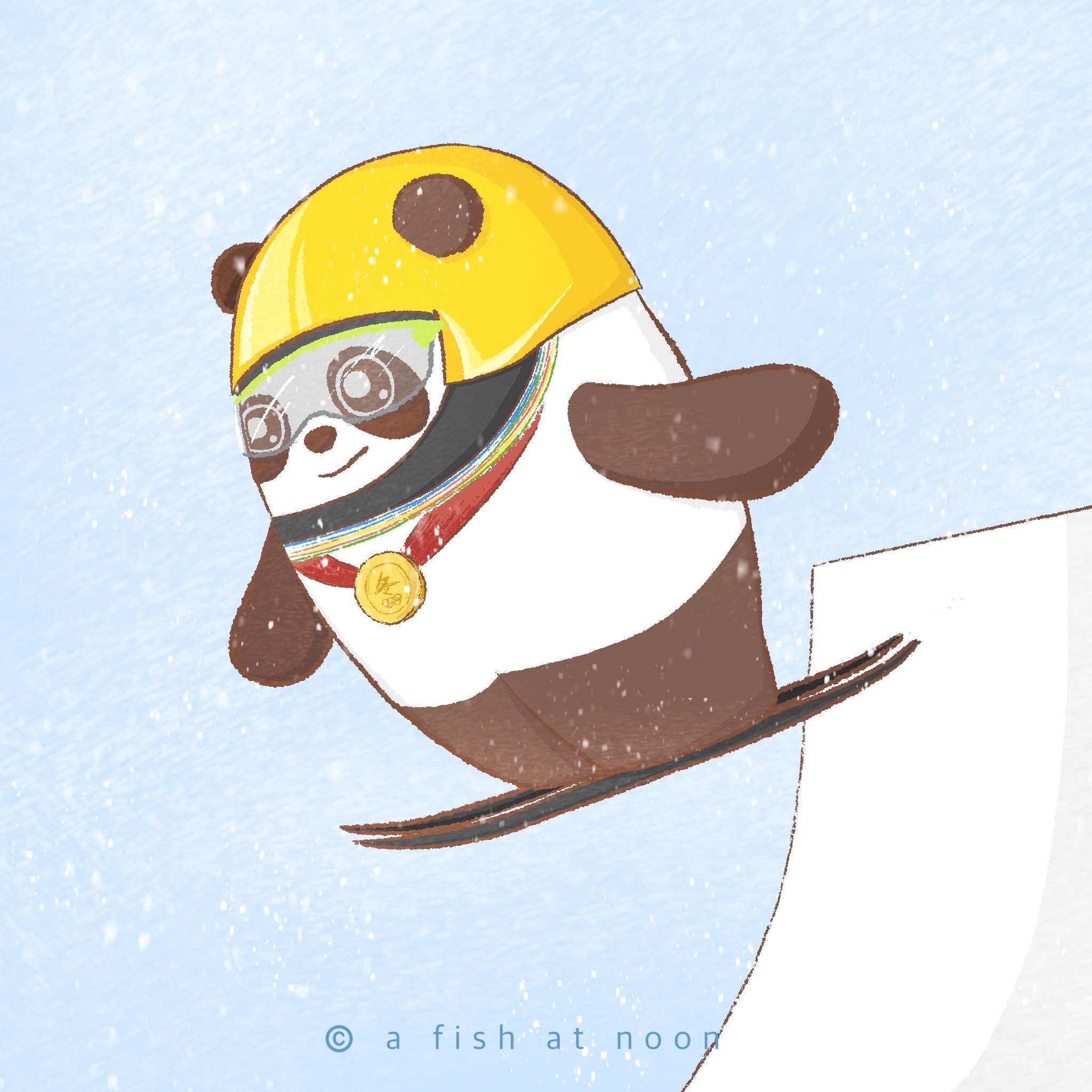 冰墩墩跳台滑雪卡通图图片