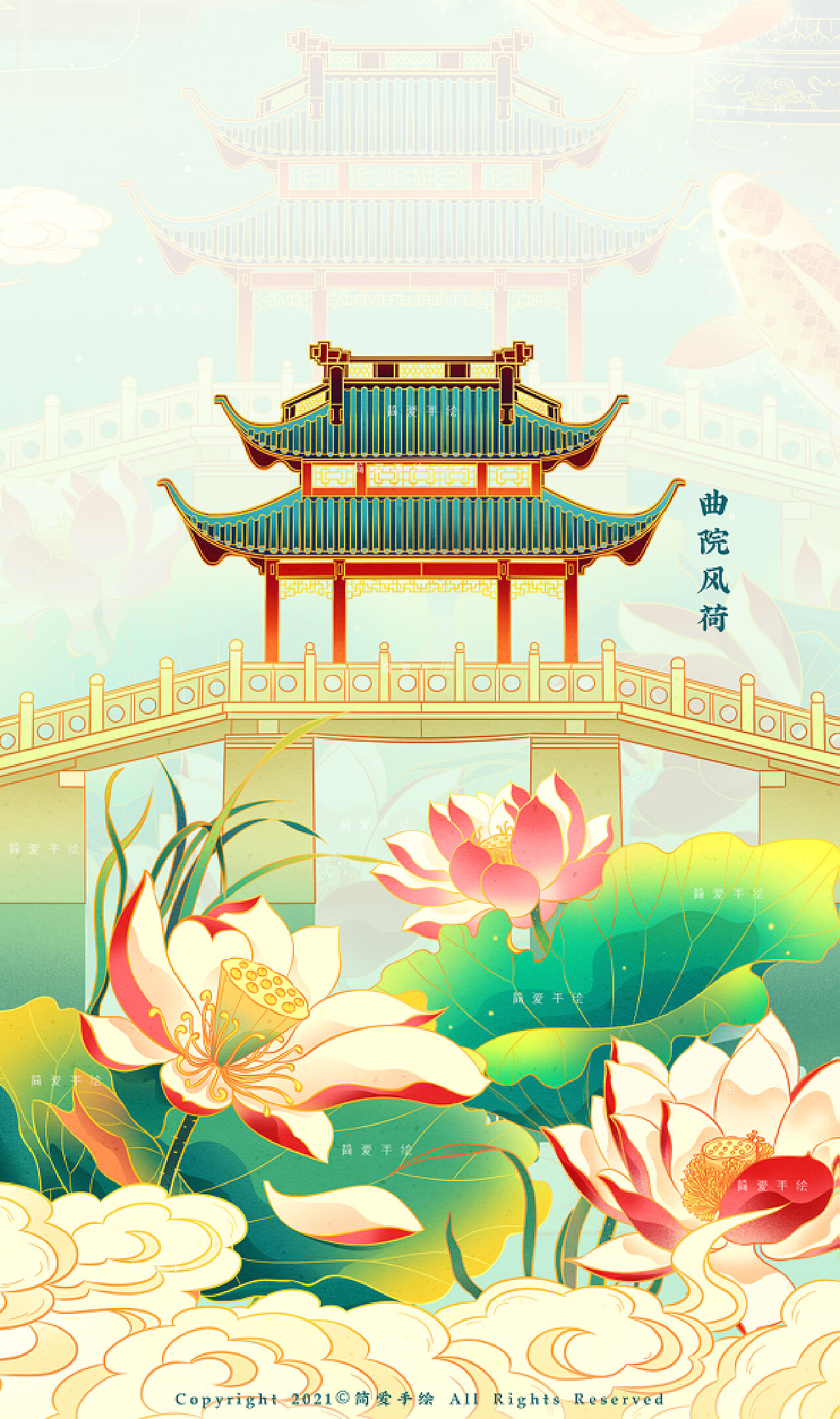 【西湖十景】杭州主题国风插画