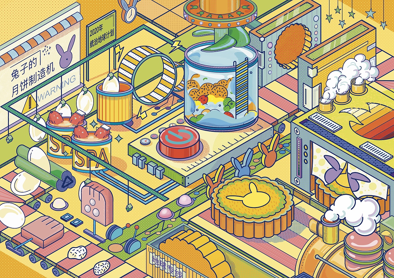兔子的月饼加工厂|插画|创作习作|burningblack - 原创作品 - 站酷