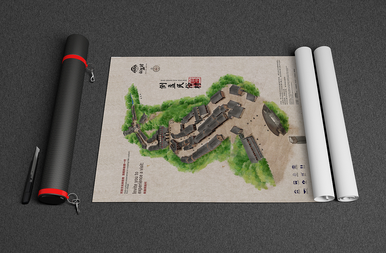 倒盏村旅游村手绘地图（图ZOTQyMjYzODg=） - 商业插画 - 站酷设计师虎力大仙BadTiger原创素材 - 站酷ZCOOL