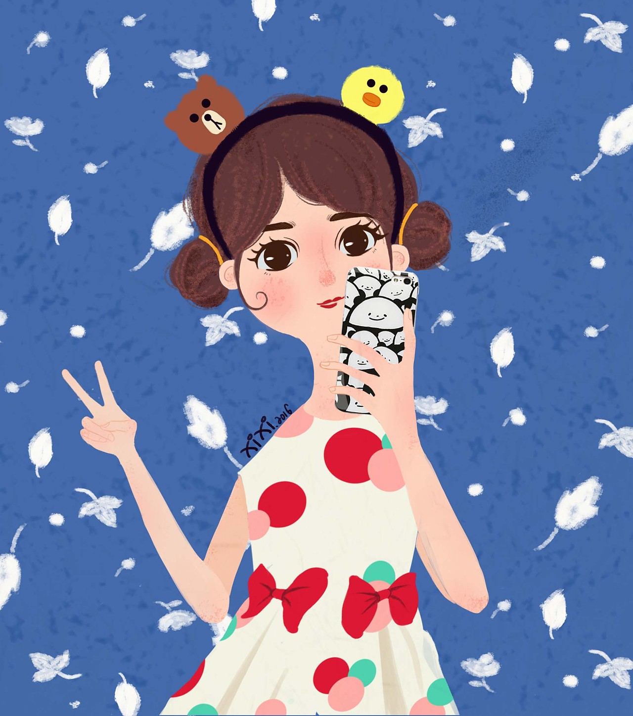 自拍少女|插画|商业插画|喜喜xixi - 原创作品 - 站酷 (zcool)