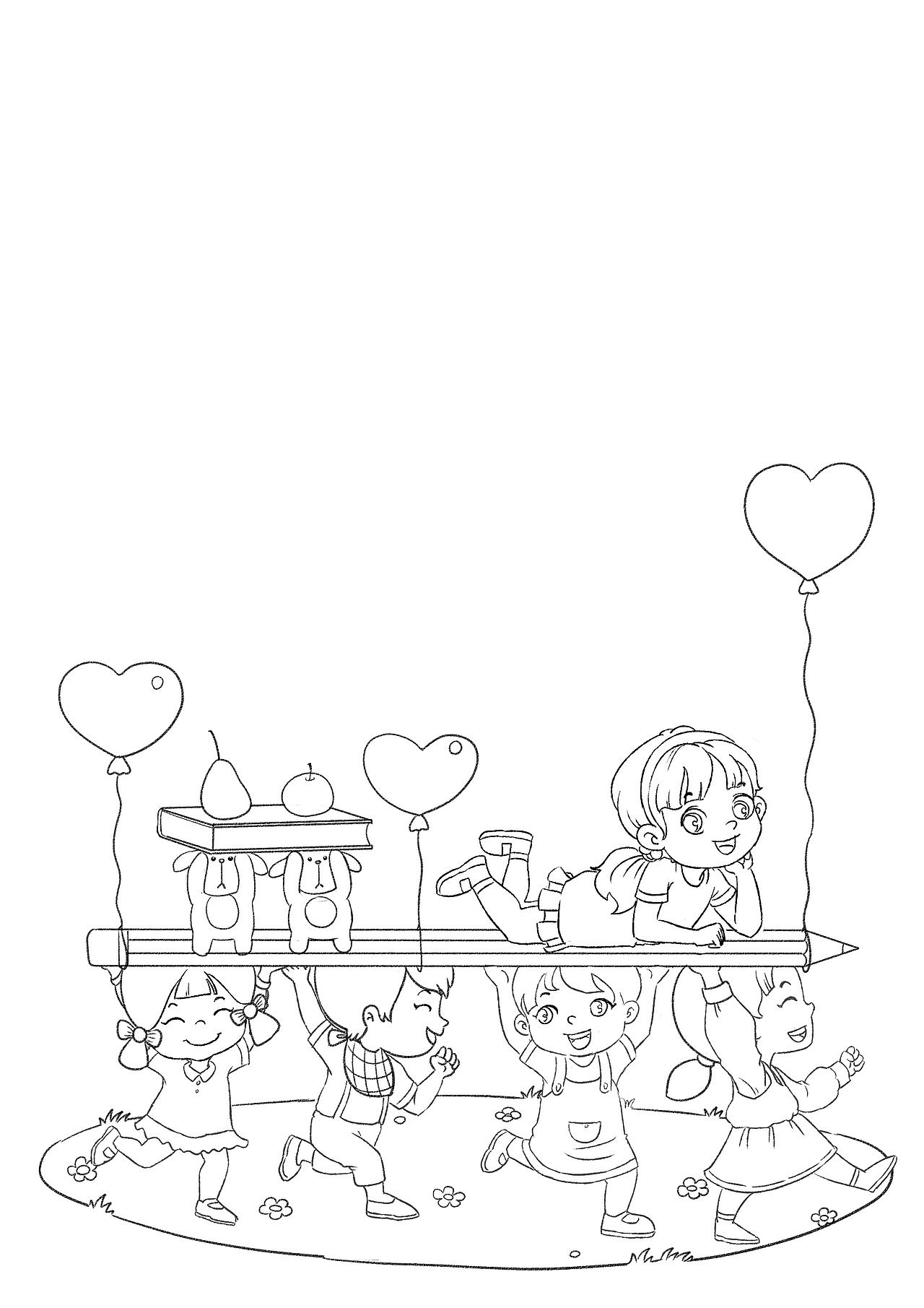 儿童练习册封面图 线稿