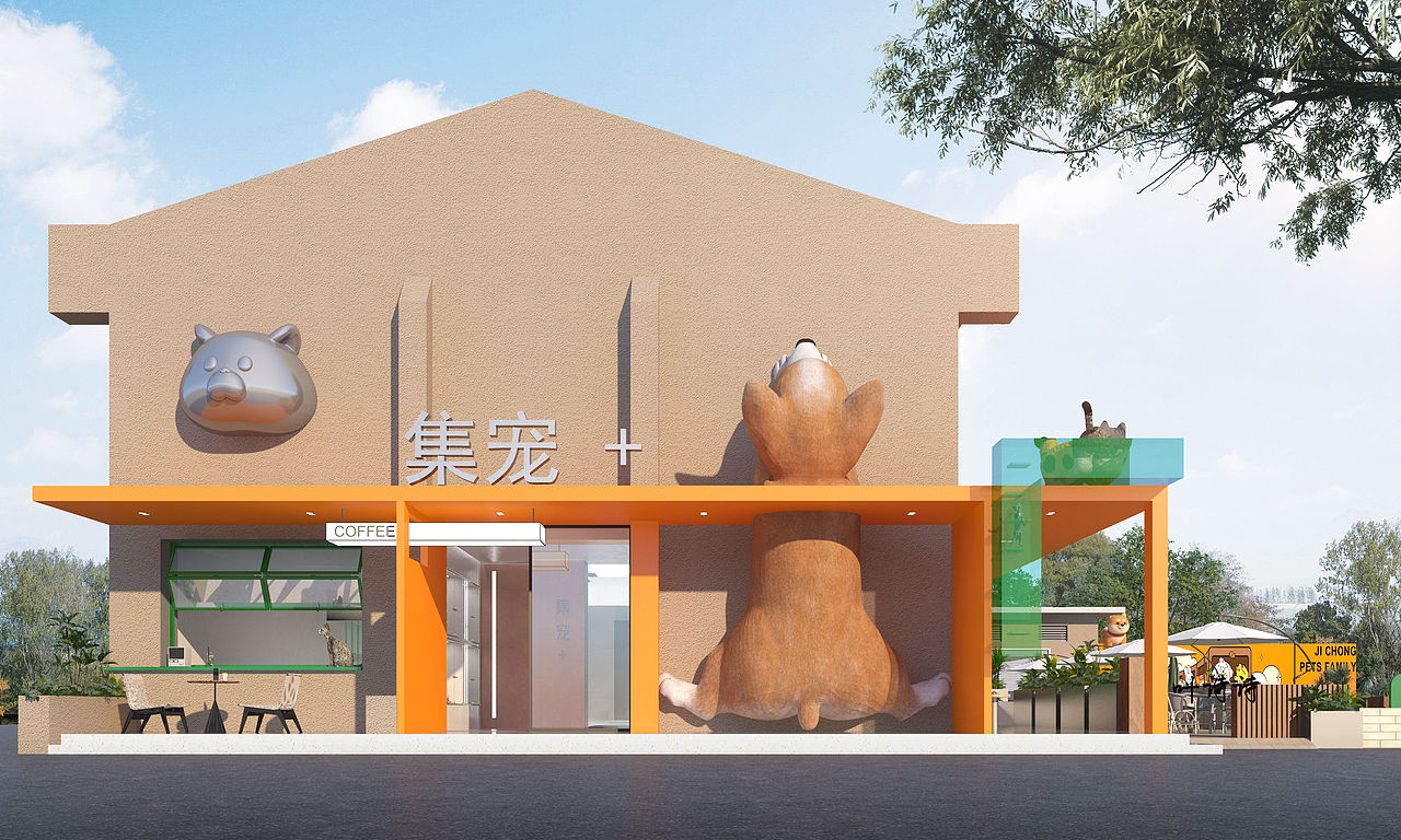 室外效果图|猫咖店外观|鸟瞰（图ZMzY0MDkxMDE2） - 建筑设计 - 站酷设计师诗诗18156079928原创素材 - 站酷ZCOOL
