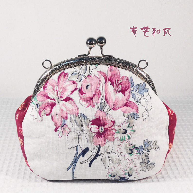 布艺手工原创口金包 水墨 写实 花卉 绽放