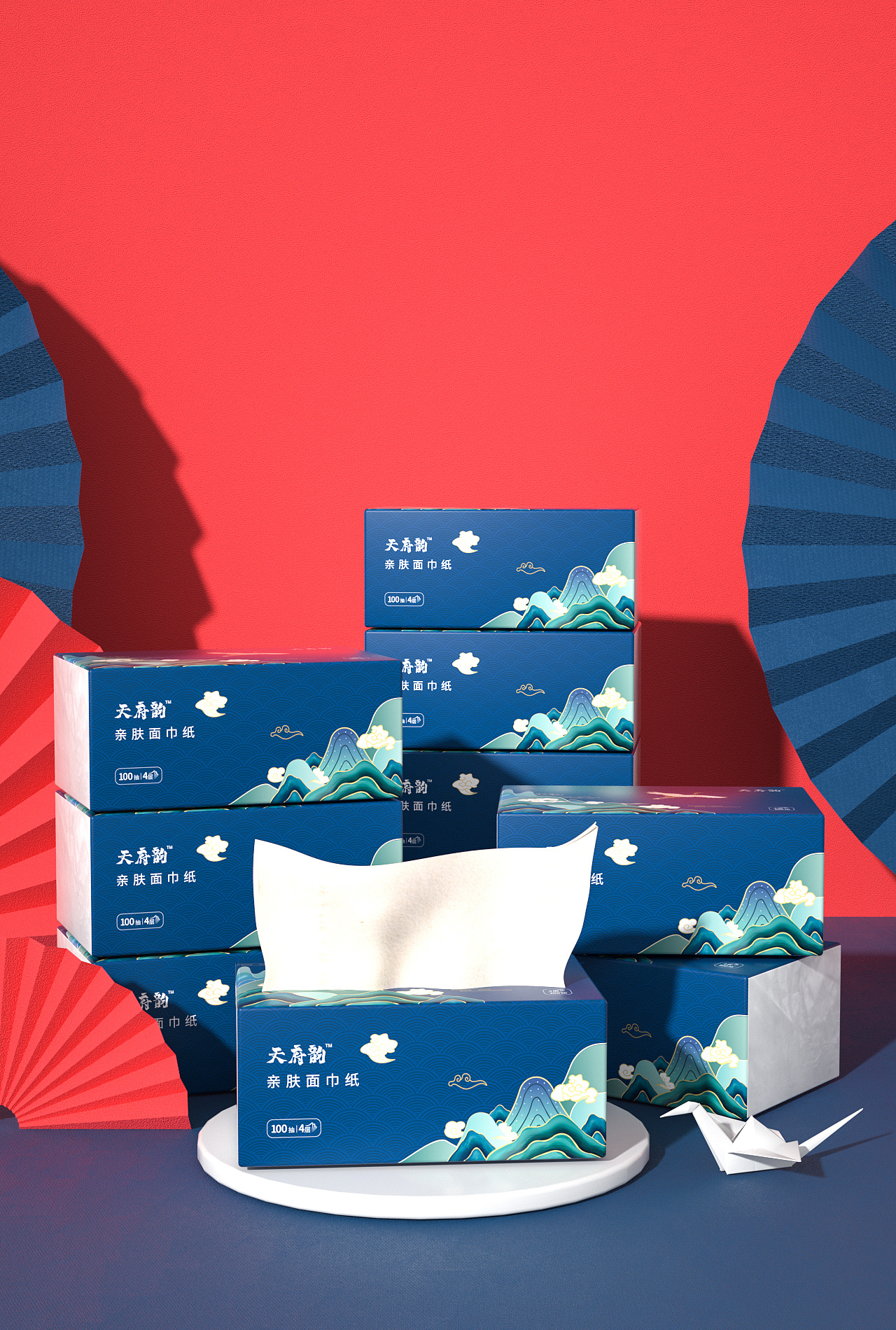 c4d国风抽纸|平面|包装|金花568 - 原创作品 - 站酷 (zcool)