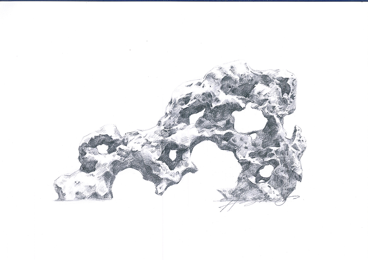 素描山子太湖石