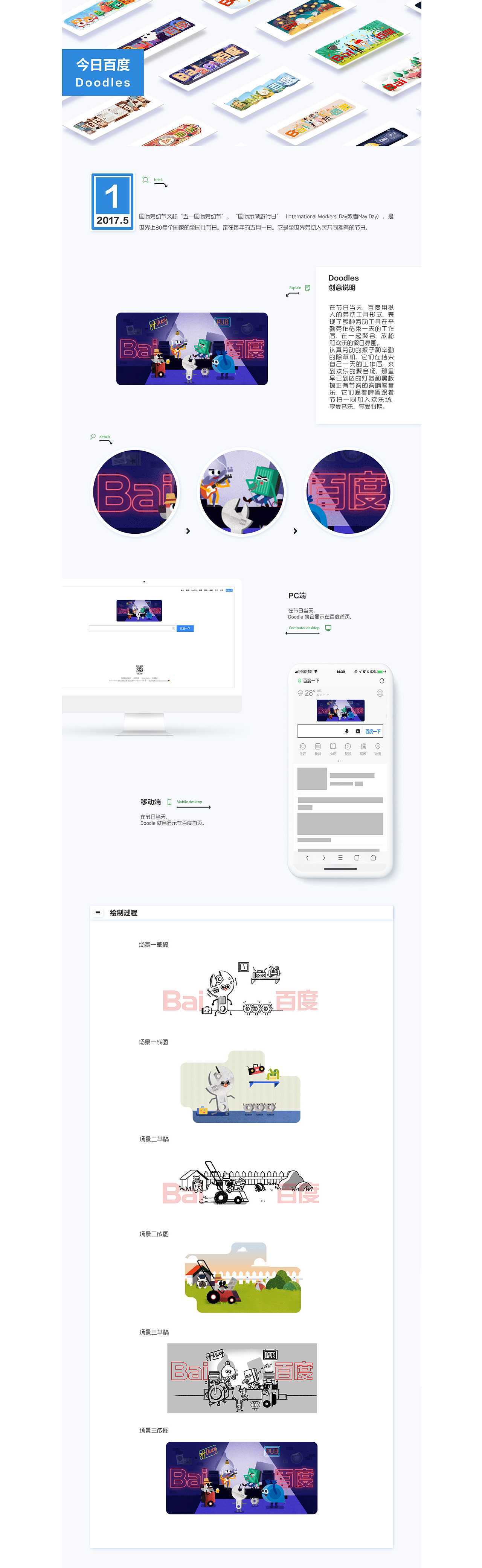 2017【百度Doodle 设计盘点】劳动节（图ZMTIxODY1MjAw） - 其他动漫 - 站酷设计师百度BMD原创素材 - 站酷ZCOOL