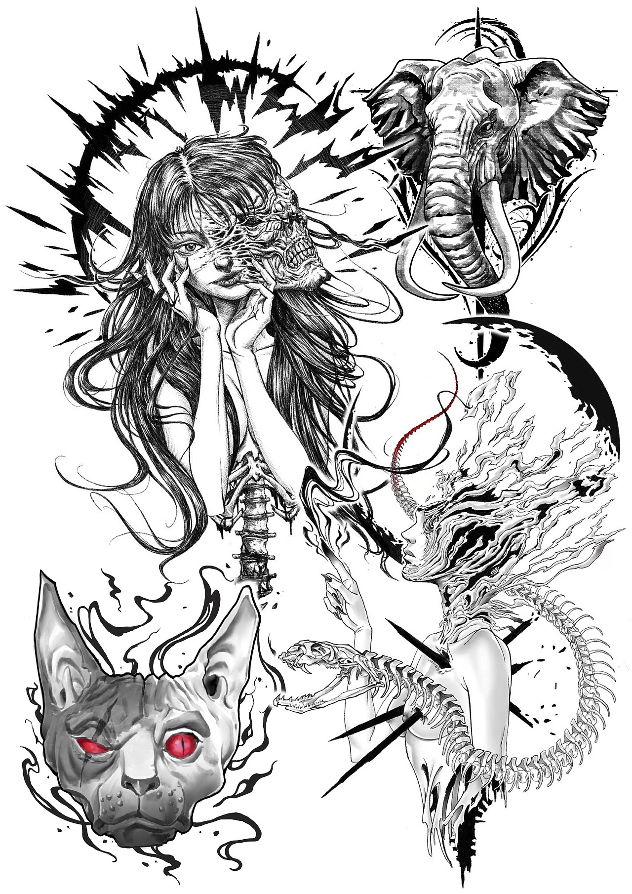 暗黑风手稿|插画|商业插画|民间艺人毅哥 - 原创作品 - 站酷 (zcool)