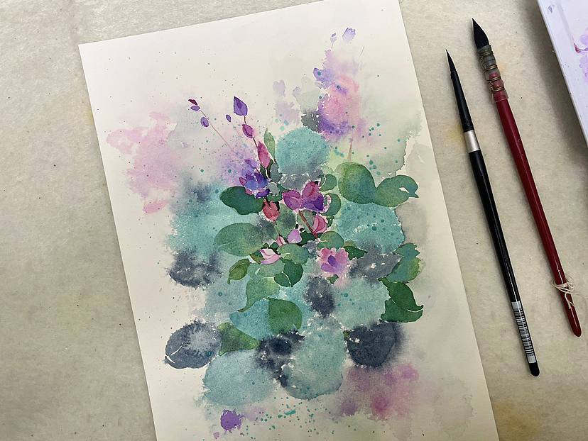 印象中的一丛豆荚花