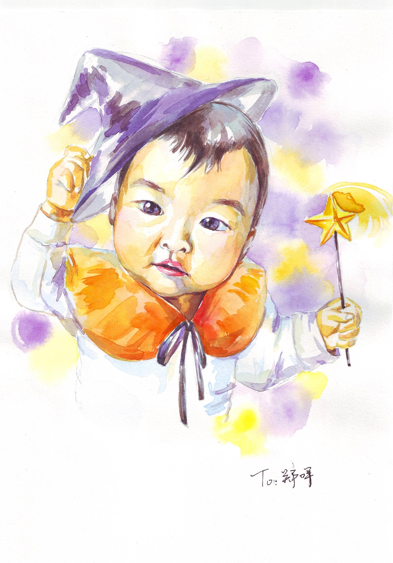 儿童水彩肖像