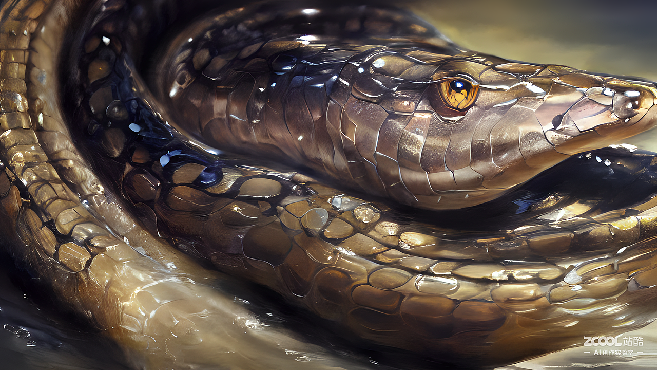 #AI创作实验室#水蛇（图ZMzIxMDA2MTI4） - AI作品 - 站酷设计师一只瓢虫原创素材 - 站酷ZCOOL