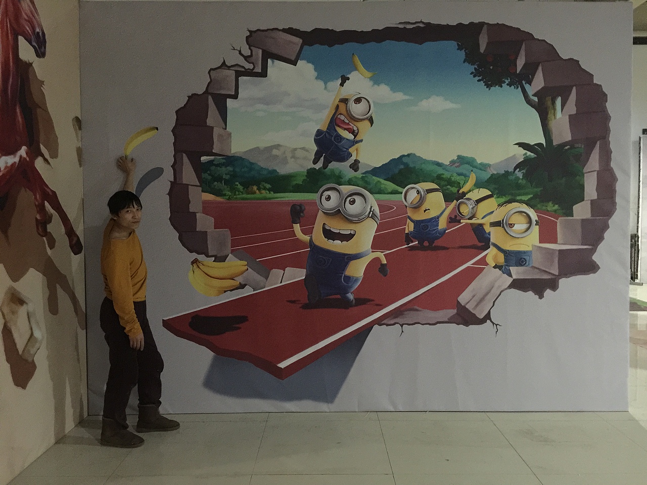 小黄人家族3d墙画