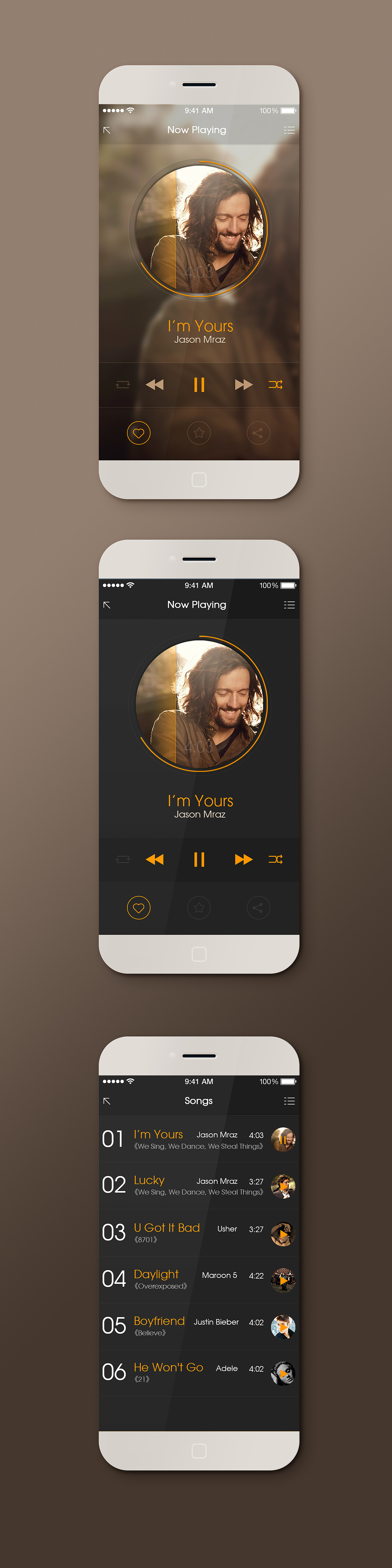 Music Player（图ZMTE0MTY4MzI=） - 主题/皮肤 - 站酷设计师IvyYinan原创素材 - 站酷ZCOOL