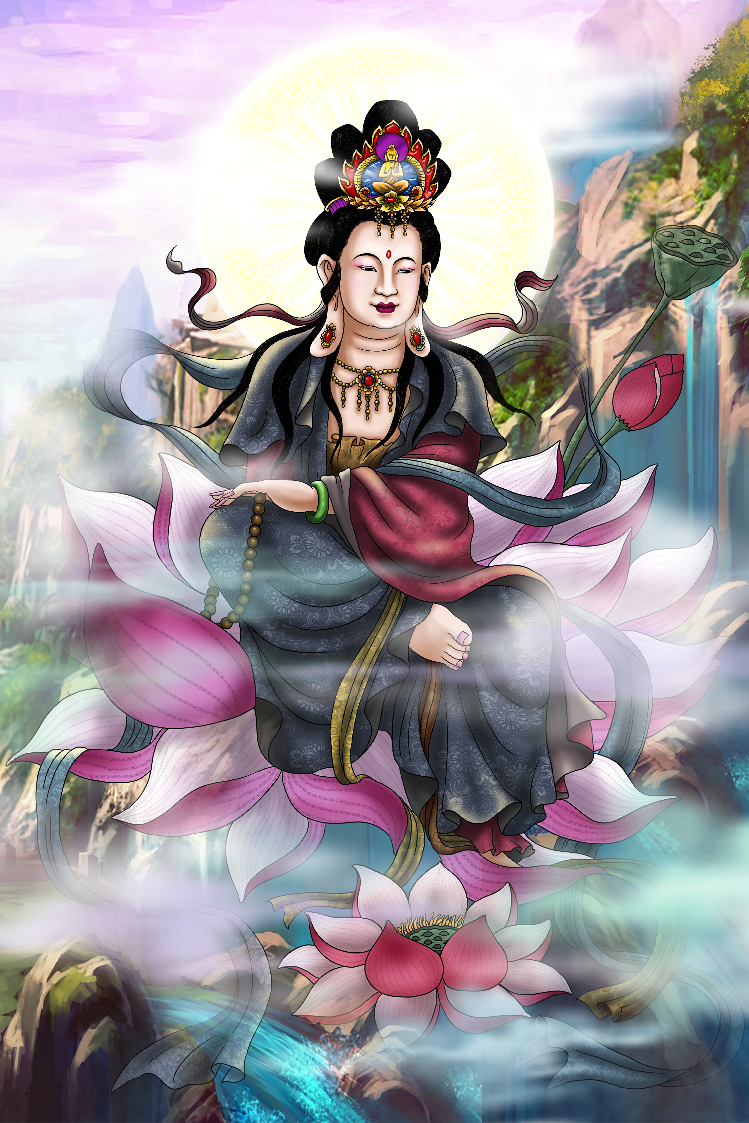 三十三观音----泷见观音|插画|游戏原画|超级无敌红蛋蛋 - 原创作品