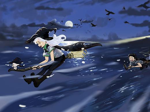 魔法城堡——小魔女与小飞鱼（个人主页-ZNTU0MzE1Njg=） - 商业插画 - 站酷设计师咸菜小飞鱼原创素材 - 站酷ZCOOL