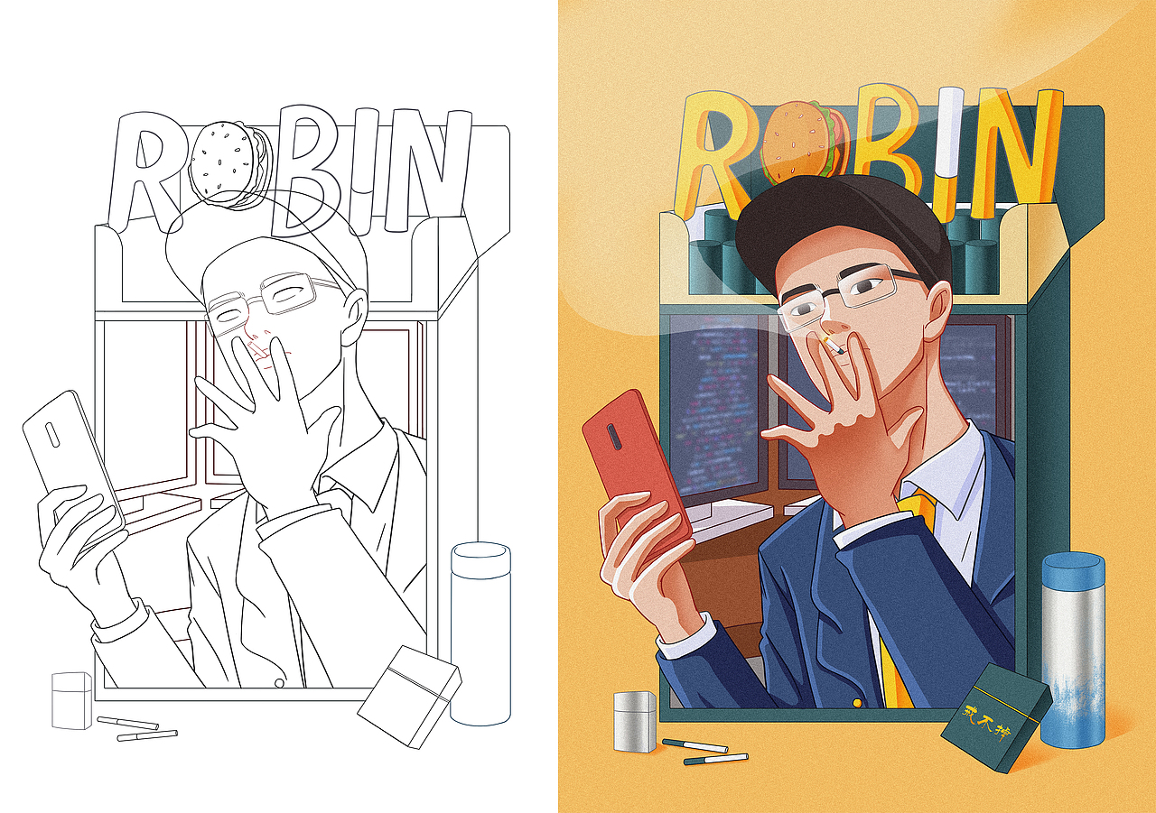 原创人物插画小景