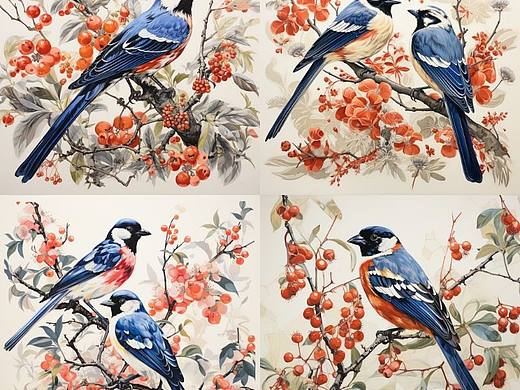 从细腻唯美到简约可爱小鸟图案设计 各种画风
