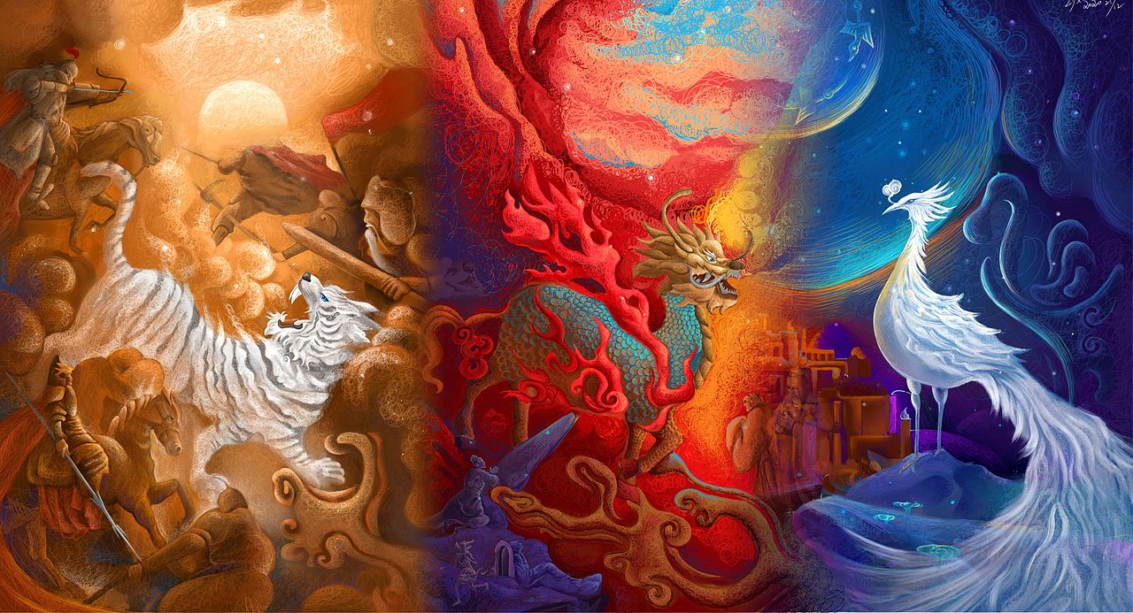 《五星出东方利中国》神兽插画
