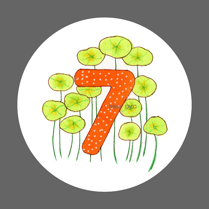 手绘水彩艺术数字和纸胶带