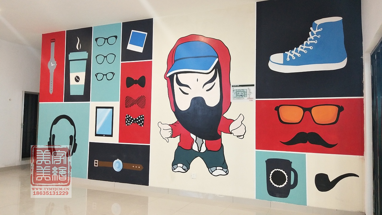 太原网红墙彩绘墙绘,通道美化彩绘,商场美陈彩绘墙绘