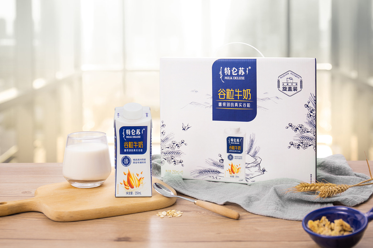 特仑苏设计谷粒牛奶详情页拍摄